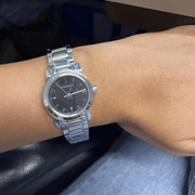  Shop Authentic Burberry The City Black Dial Silver Steel Strap Watch for Women - BU9201 - Luxxuri