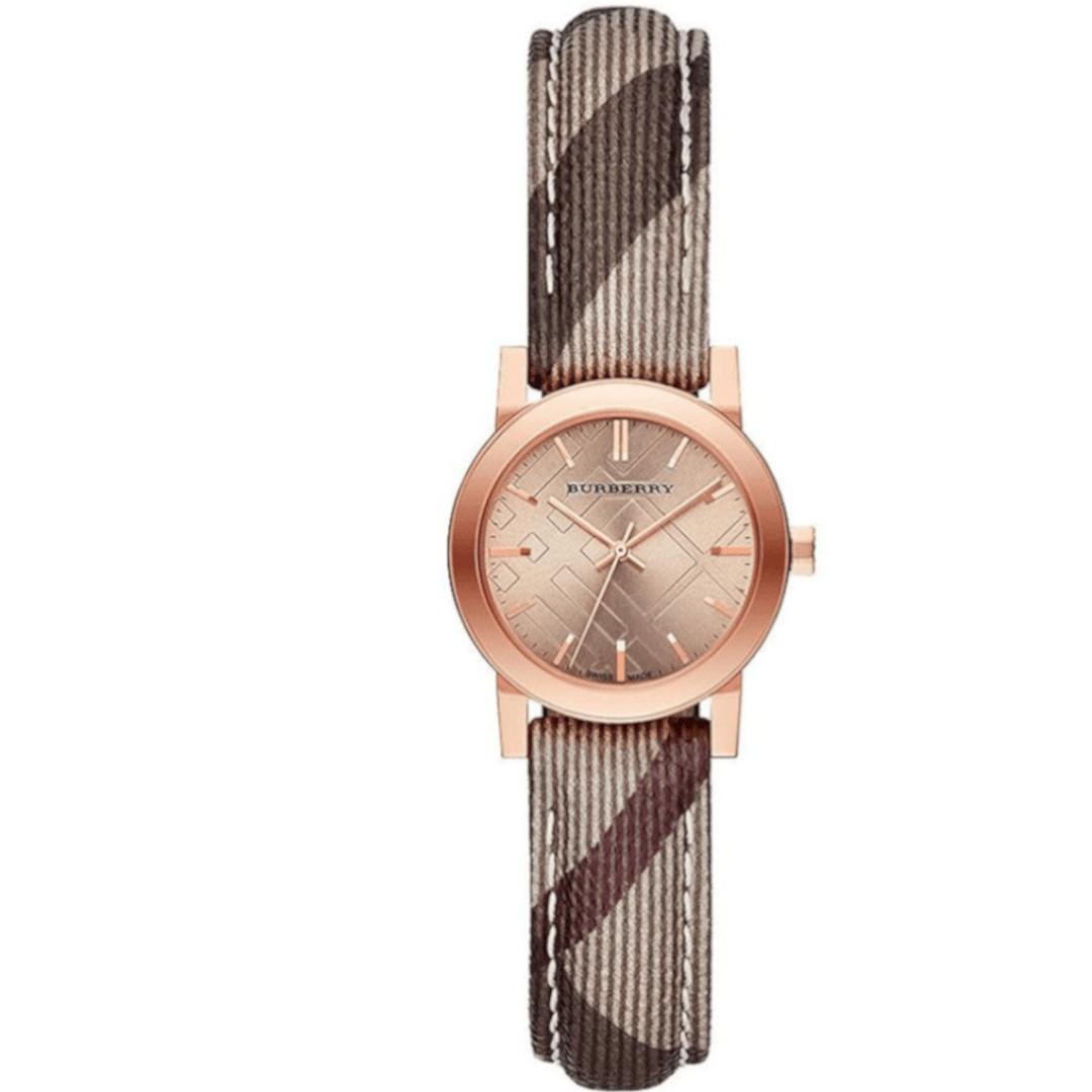  Shop Authentic Burberry The City Pink Dial Brown Leather Strap Watch for Women - BU9236 - Luxxuri