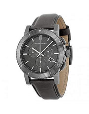  Shop Authentic Burberry The City Chronograph Ion Plated Grey Dial Grey Leather Strap Watch for Men - BU9384 - Luxxuri