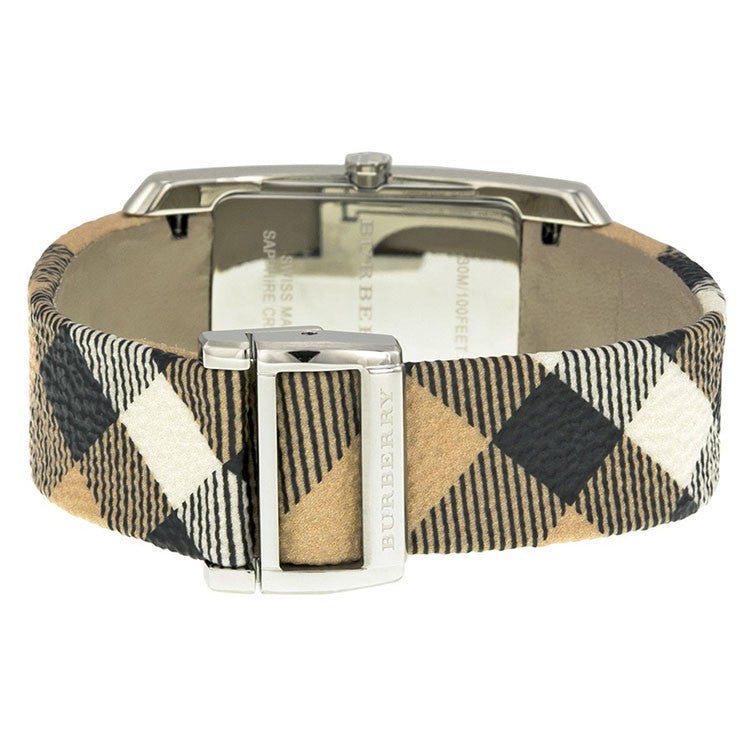  Shop Authentic Burberry The Pioneer Silver Dial Haymarket Beige Leather Strap Watch for Women - BU9406 - Luxxuri