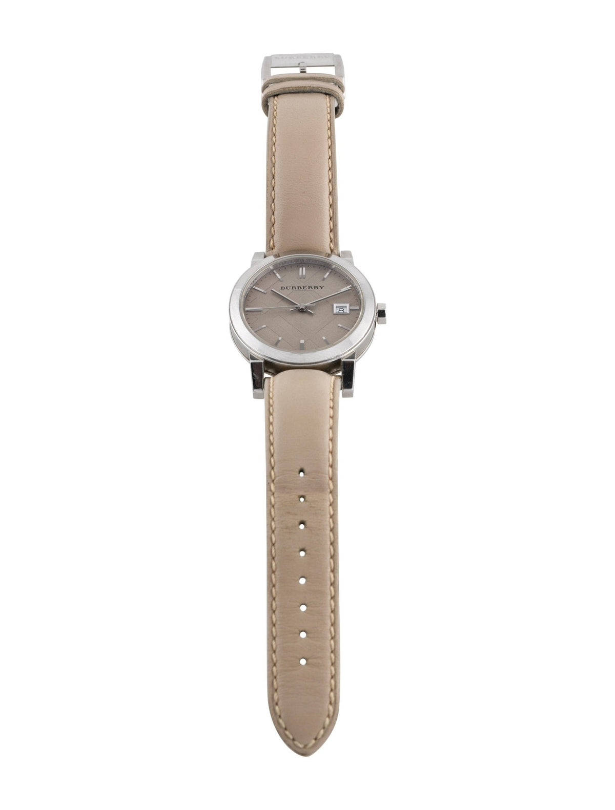  Shop Authentic Burberry The City Beige Dial Beige Leather Strap Watch for Women - BU9107 - Luxxuri