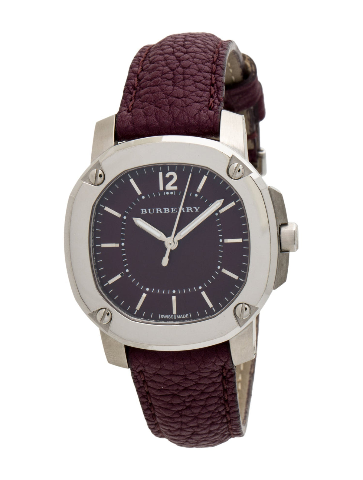  Shop Authentic Burberry Brit The Britain Maroon Dial Maroon Leather Strap Watch for Women - BBY1714 - Luxxuri