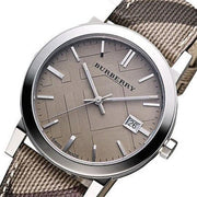  Shop Authentic Burberry The City Beige Dial Chequered Brown Leather Strap Watch for Women - BU9029 - Luxxuri