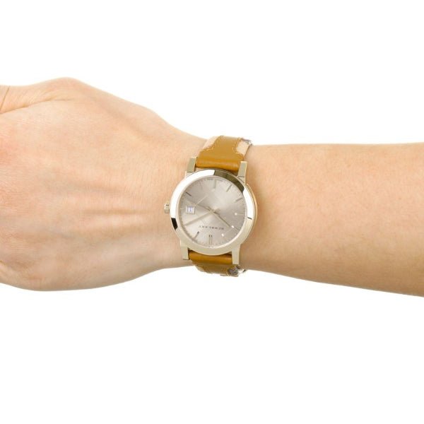  Shop Authentic Burberry The City Gold Dial Brown Leather Strap Watch for Women - BU9133 - Luxxuri