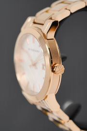  Shop Authentic Burberry The City White Dial Rose Gold Steel Strap Watch for Women - BU9104 - Luxxuri