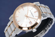  Shop Authentic Burberry The City White Dial Two Tone Steel Strap Watch for Women - BU9006 - Luxxuri