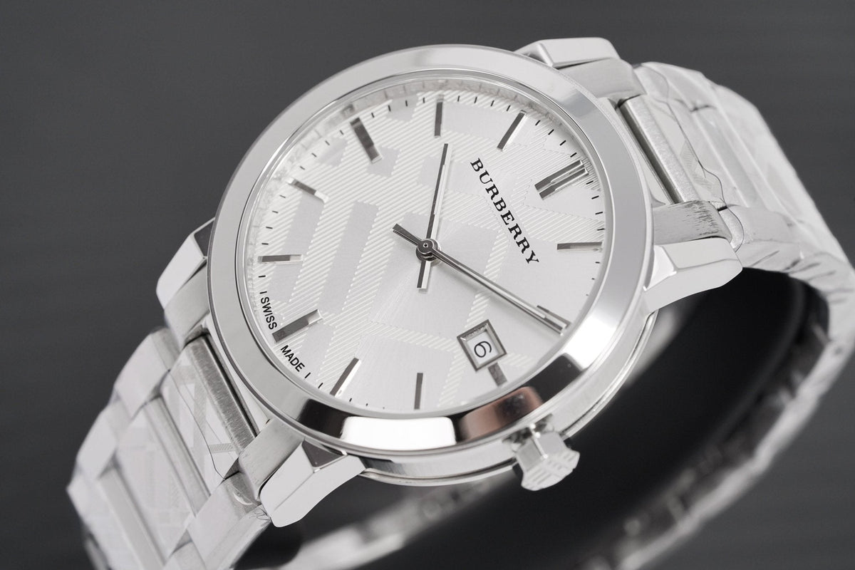  Shop Authentic Burberry The City Silver Dial Silver Steel Strap Watch for Men - BU9037 - Luxxuri