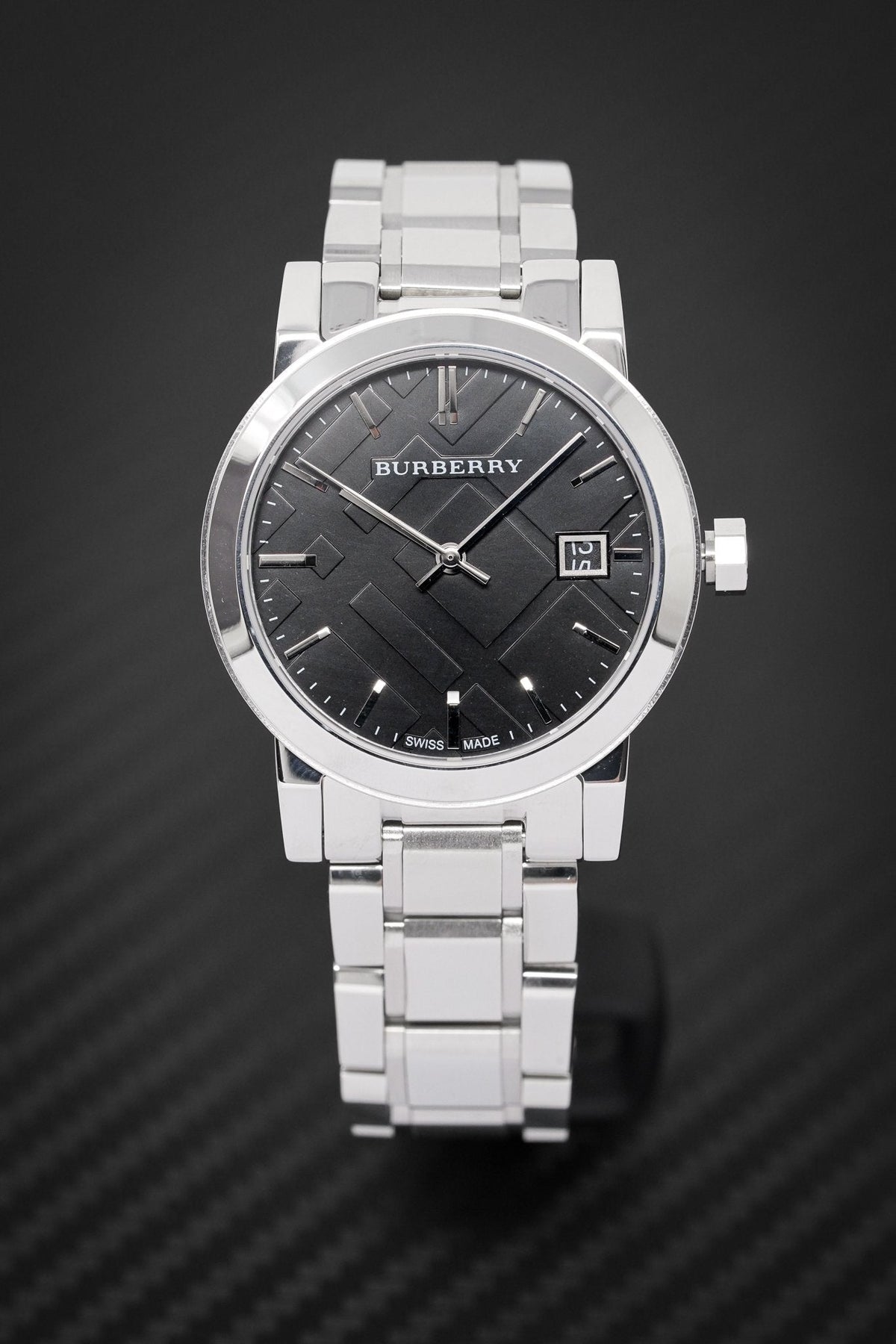 Shop Authentic Burberry The City Black Dial Silver Steel Strap Watch for Women - BU9101 - Luxxuri