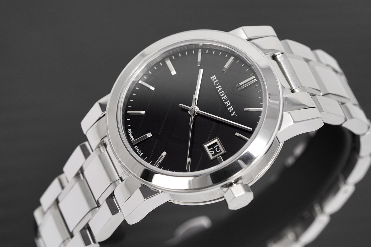  Shop Authentic Burberry The City Black Dial Silver Steel Strap Watch for Women - BU9101 - Luxxuri