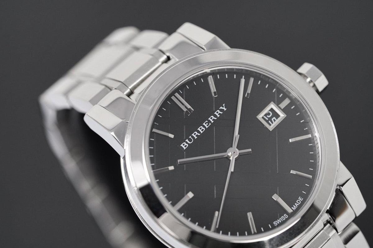  Shop Authentic Burberry The City Black Dial Silver Steel Strap Watch for Women - BU9101 - Luxxuri