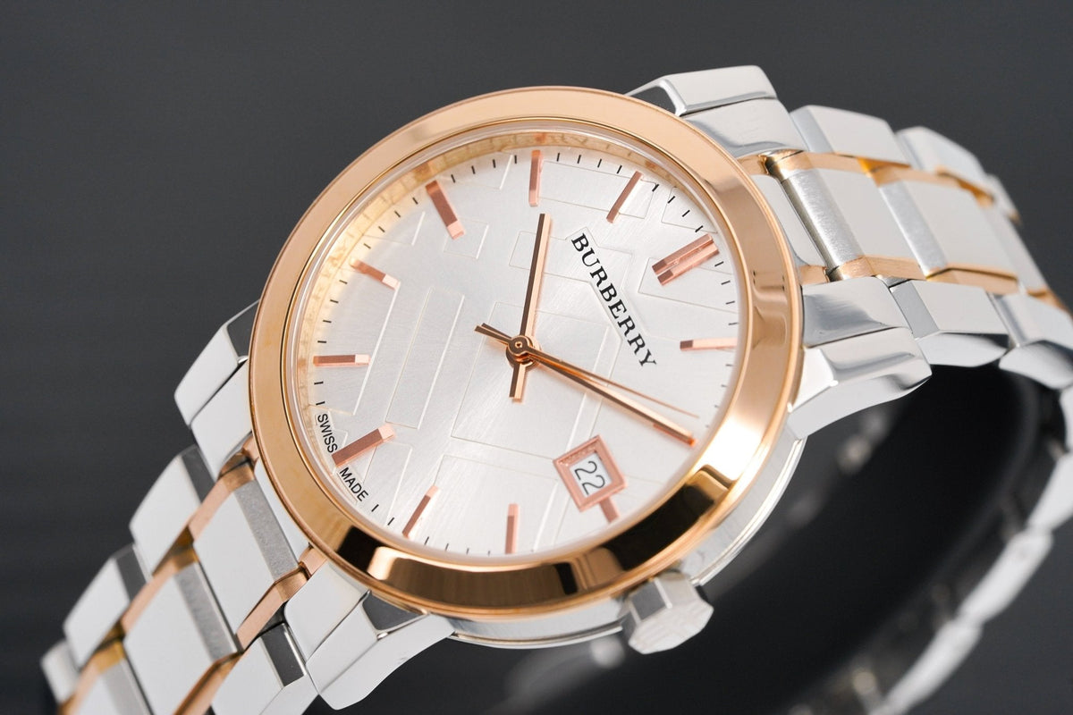 Shop Authentic Burberry The City White Dial Two Tone Steel Strap Watch for Women - BU9105 - Luxxuri
