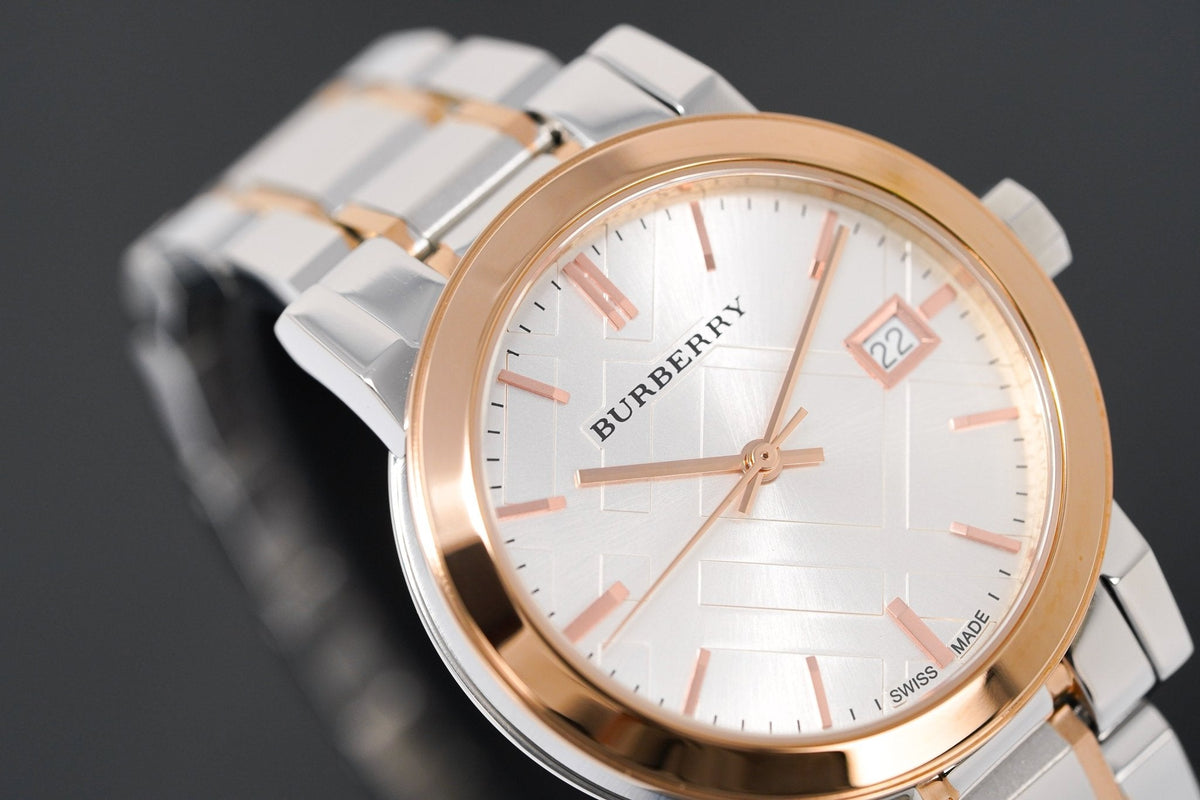  Shop Authentic Burberry The City White Dial Two Tone Steel Strap Watch for Women - BU9105 - Luxxuri