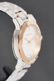  Shop Authentic Burberry The City Diamonds White Dial Two Tone Steel Strap Watch for Women - BU9127 - Luxxuri