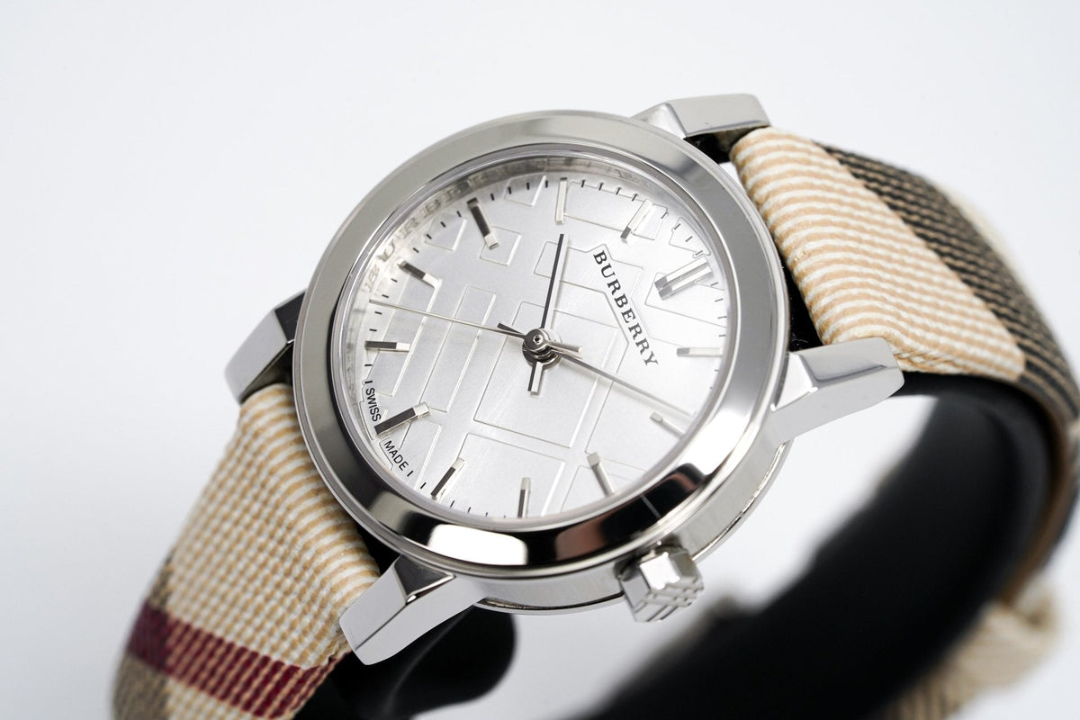  Shop Authentic Burberry The City Nova Silver Dial Brown Leather Strap Watch for Women - BU9212 - Luxxuri