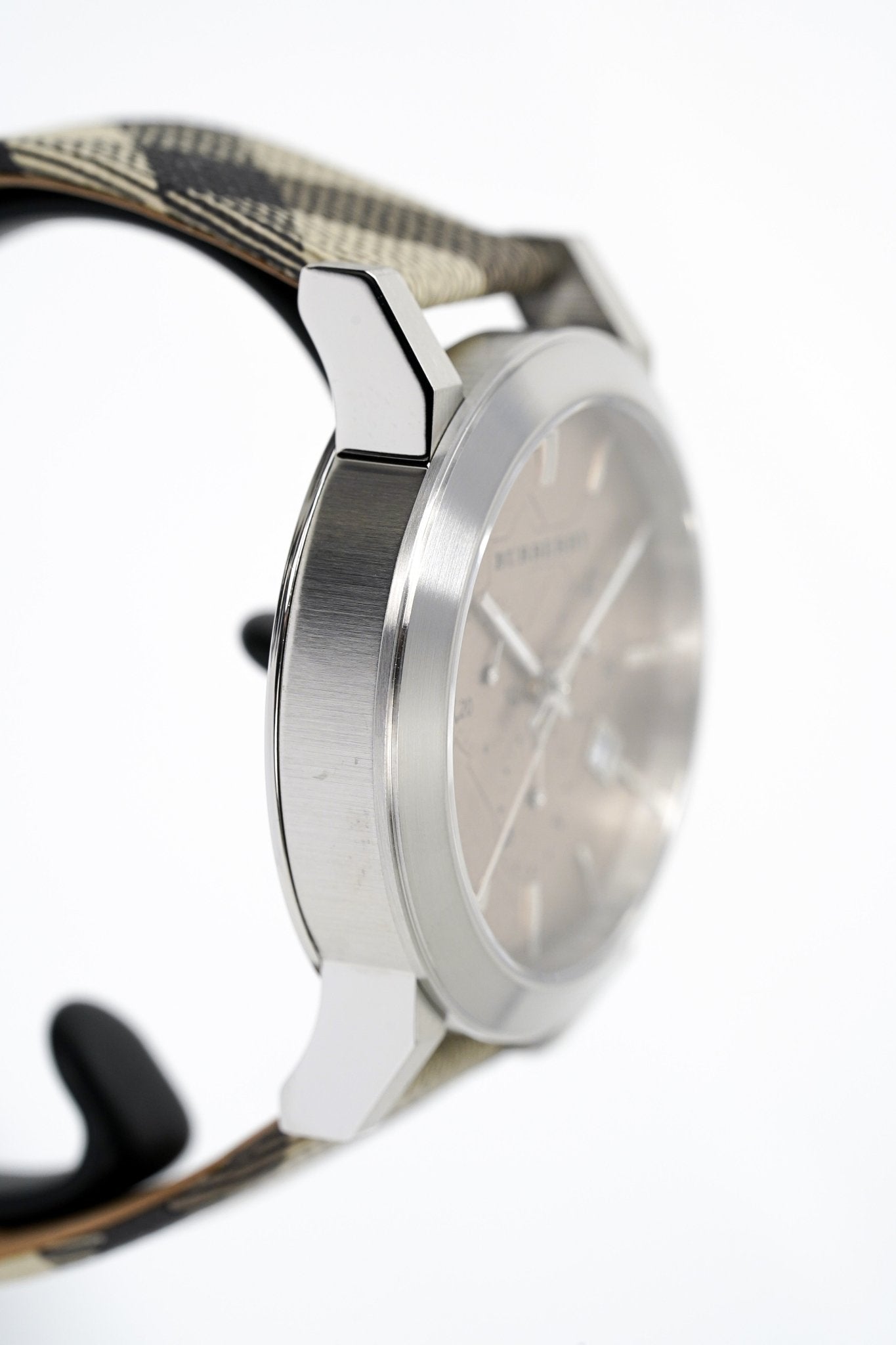  Shop Authentic Burberry The City Smoke Dial Checked Brown Leather Strap Watch for Men - BU9358 - Luxxuri