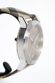  Shop Authentic Burberry The City Smoke Dial Checked Brown Leather Strap Watch for Men - BU9358 - Luxxuri