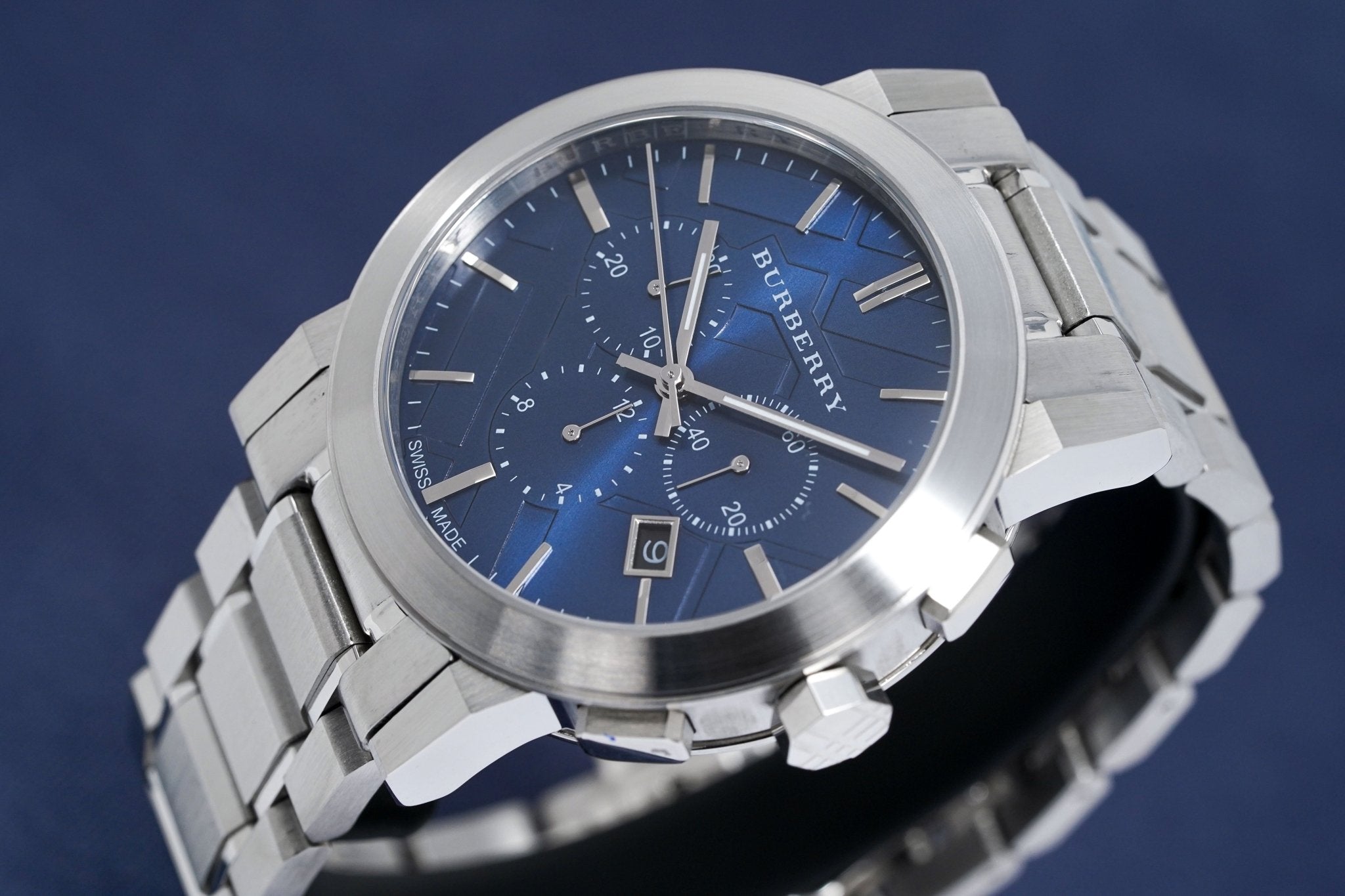 Shop Authentic Burberry The City Blue Dial Silver Steel Strap Watch for Men - BU9363 - Luxxuri