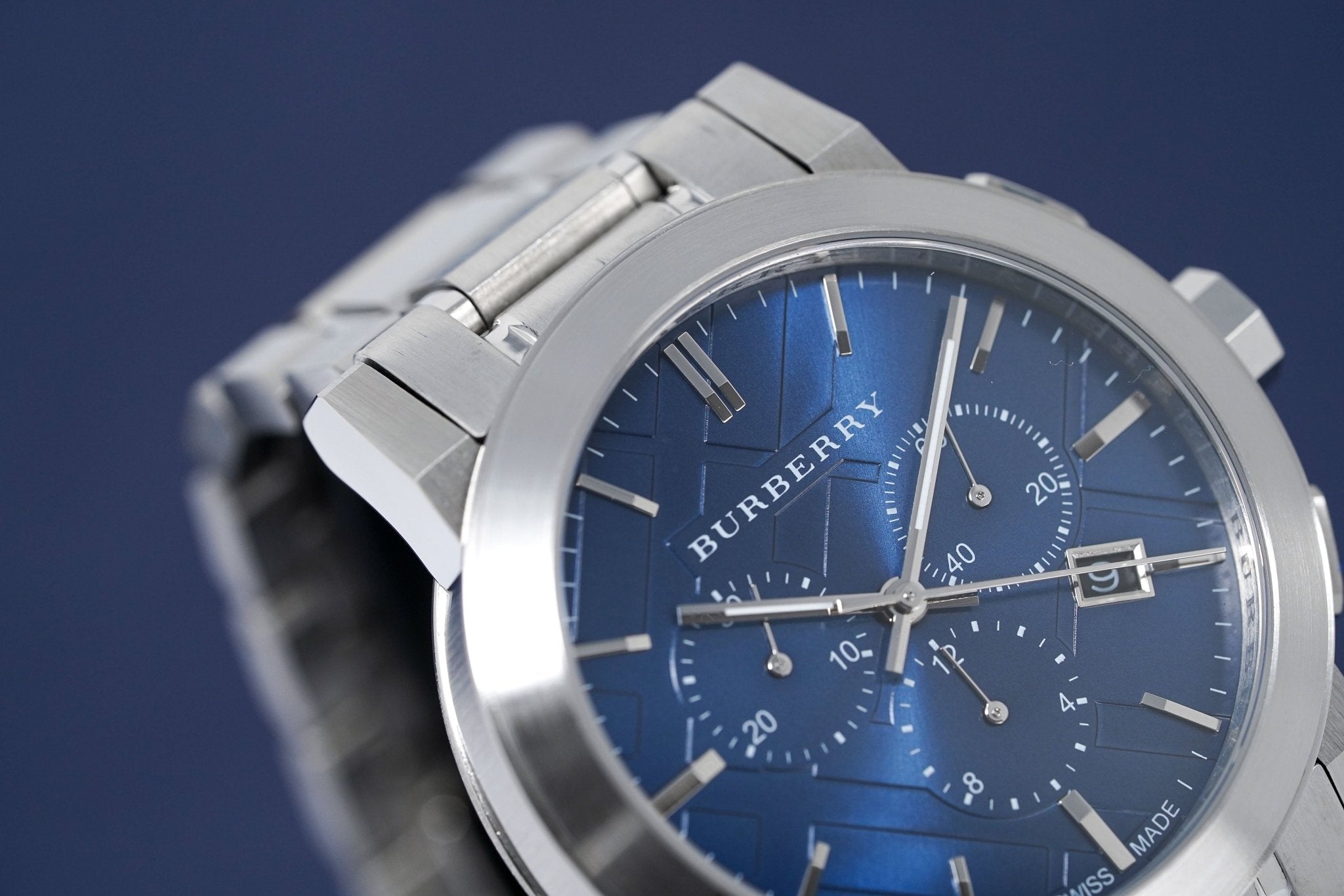  Shop Authentic Burberry The City Blue Dial Silver Steel Strap Watch for Men - BU9363 - Luxxuri
