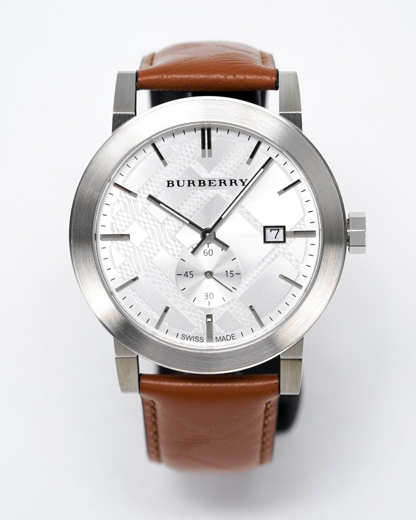  Shop Authentic Burberry The City Silver Dial Brown Leather Strap Watch for Men - BU9904 - Luxxuri