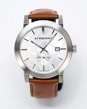  Shop Authentic Burberry The City Silver Dial Brown Leather Strap Watch for Men - BU9904 - Luxxuri