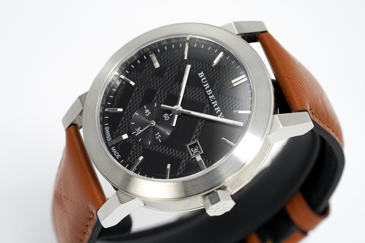  Shop Authentic Burberry The City Black Dial Brown Leather Strap Watch for Men - BU9905 - Luxxuri