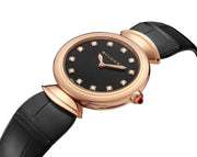  Shop Authentic Bvlgari Divas Dream Quartz Diamonds Black Dial Black Leather Strap Watch for Women - DREAM102841 - Luxxuri