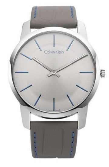  Shop Authentic Calvin Klein City Silver Dial Grey Leather Strap Watch for Men - K2G211Q4 - Luxxuri