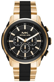  Shop Authentic Michael Kors Lennox Chronograph Black Dial Two Tone Steel Strap Watch for Men - MK8990 - Luxxuri