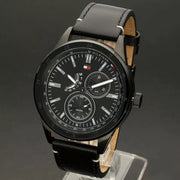  Shop Authentic Tommy Hilfiger Austin Black Dial Black Leather Strap Watch for Men - 1791638 - Luxxuri