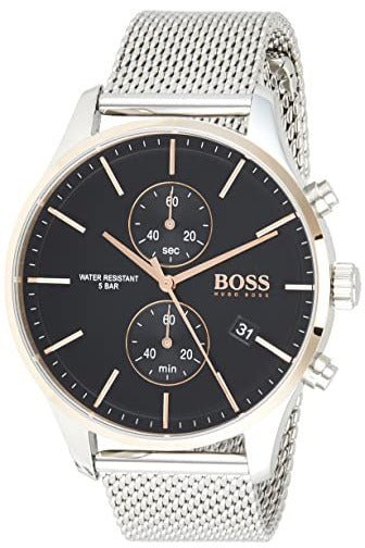  Shop Authentic Hugo Boss Associate Black Dial Silver Mesh Bracelet Watch for Men - 1513805 - Luxxuri