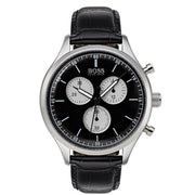  Shop Authentic Hugo Boss Companion Black Dial Black Leather Strap Watch for Men - 1513543 - Luxxuri