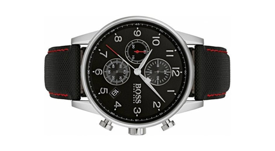  Shop Authentic Hugo Boss Navigator Black Dial Black Leather Strap Watch for Men - 1513535 - Luxxuri