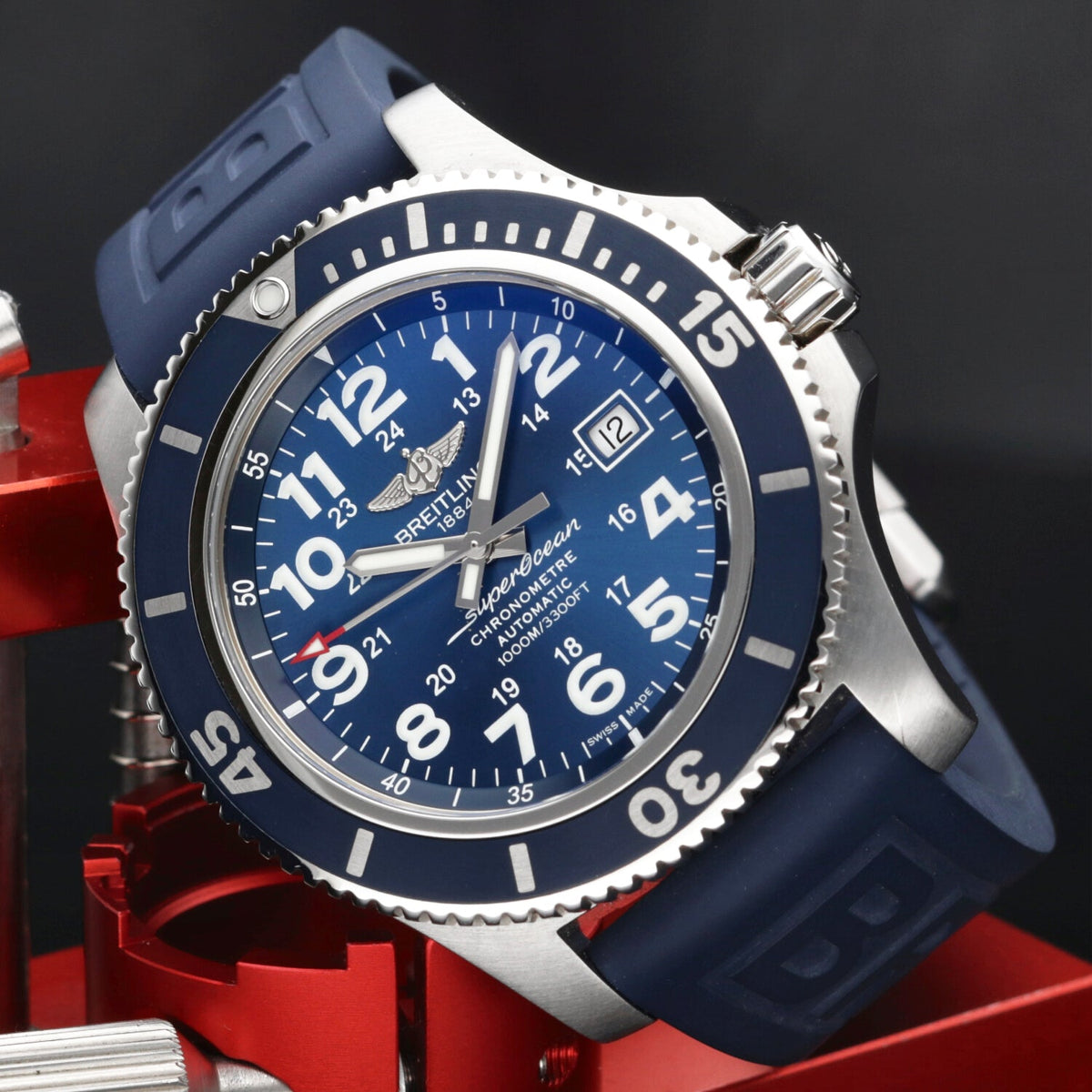  Shop Authentic Breitling Superocean II 44mm Blue Dial Blue Rubber Strap Watch for Men - A17392D8/C910/158S/A20SS.1 - Luxxuri