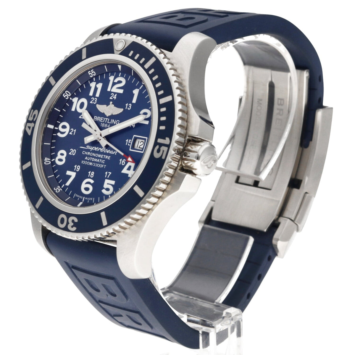  Shop Authentic Breitling Superocean II 44mm Blue Dial Blue Rubber Strap Watch for Men - A17392D8/C910/158S/A20SS.1 - Luxxuri
