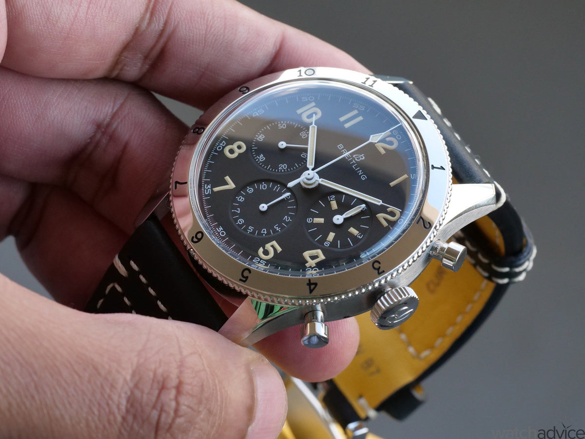  Shop Authentic Breitling Avi Ref. 765 1953 Re-Edition Black Dial Black Leather Strap Watch for Men - AB0920131B1X1 - Luxxuri
