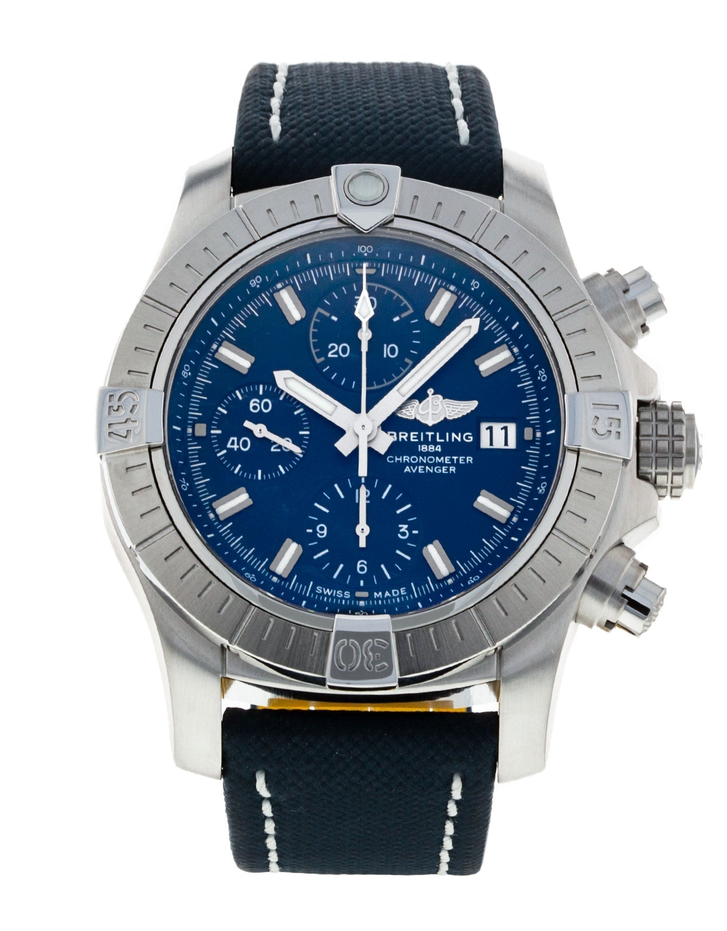  Shop Authentic Breitling Avenger Chronograph 43 Blue Dial Blue Nylon Strap Watch for Men - A13385101C1X1 - Luxxuri