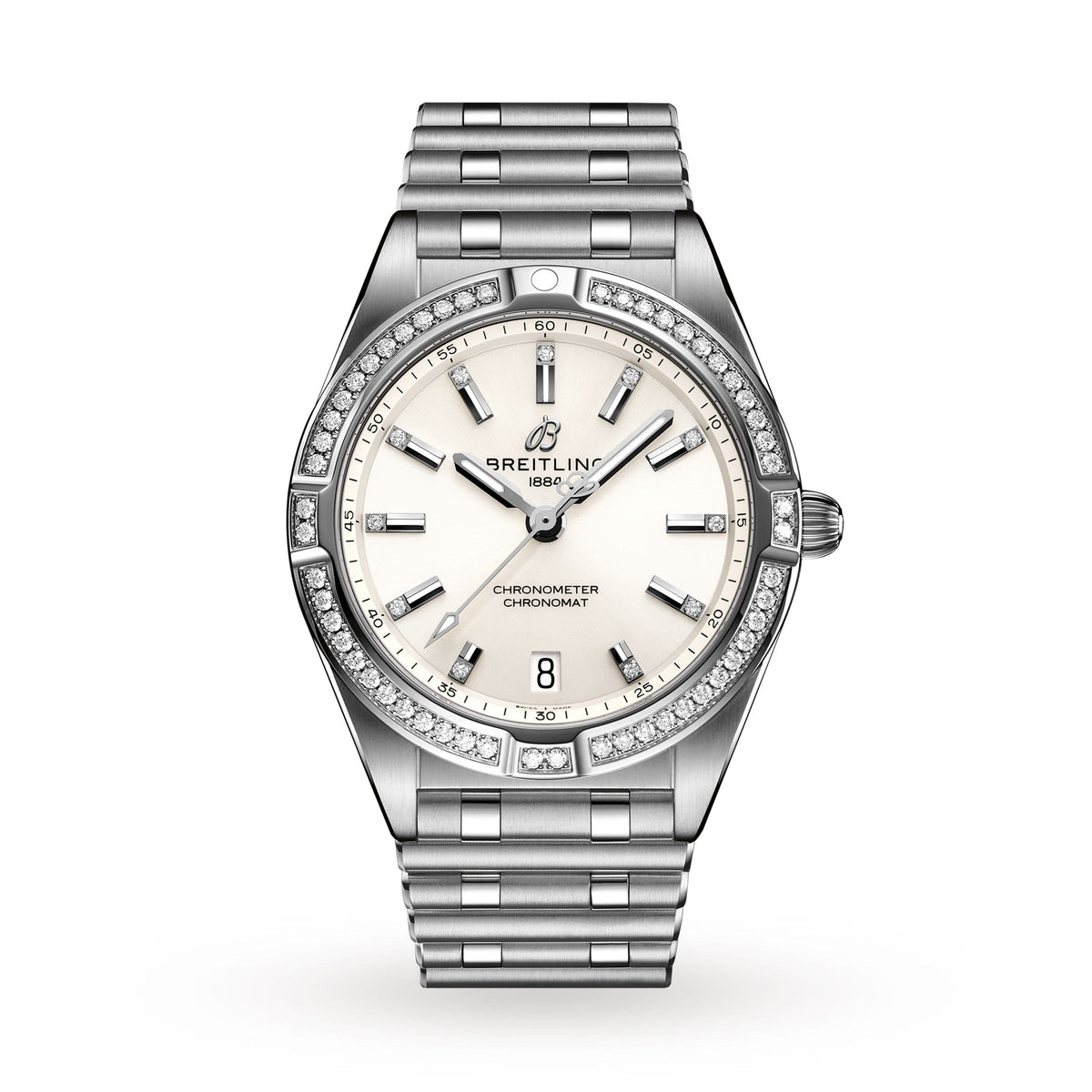  Shop Authentic Breitling Chronomat 32 Diamonds White Dial Silver Steel Strap Watch for Women - A77310591A1A1 - Luxxuri