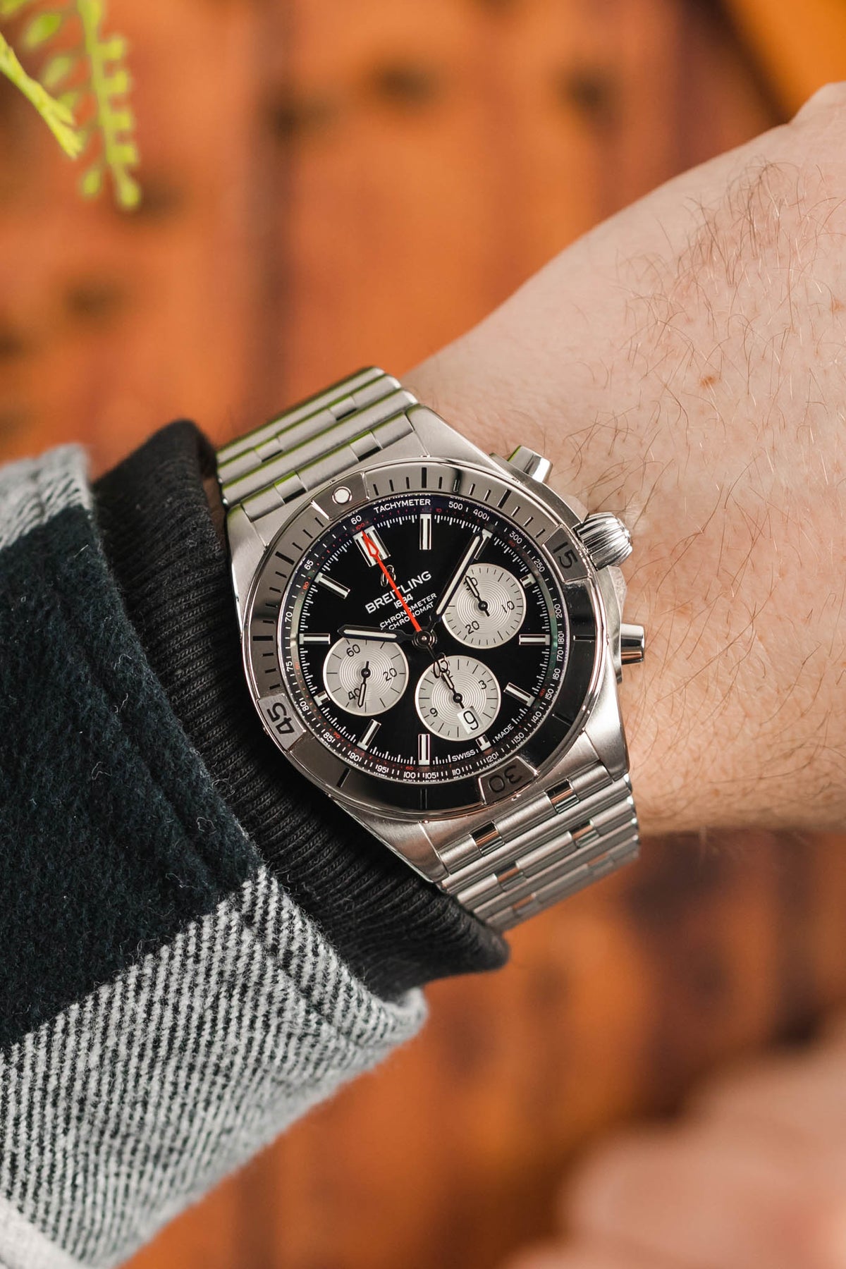  Shop Authentic Breitling Chronomat B01 42mm Black Dial Silver Steel Strap Watch for Men - AB0134101B1A1 - Luxxuri