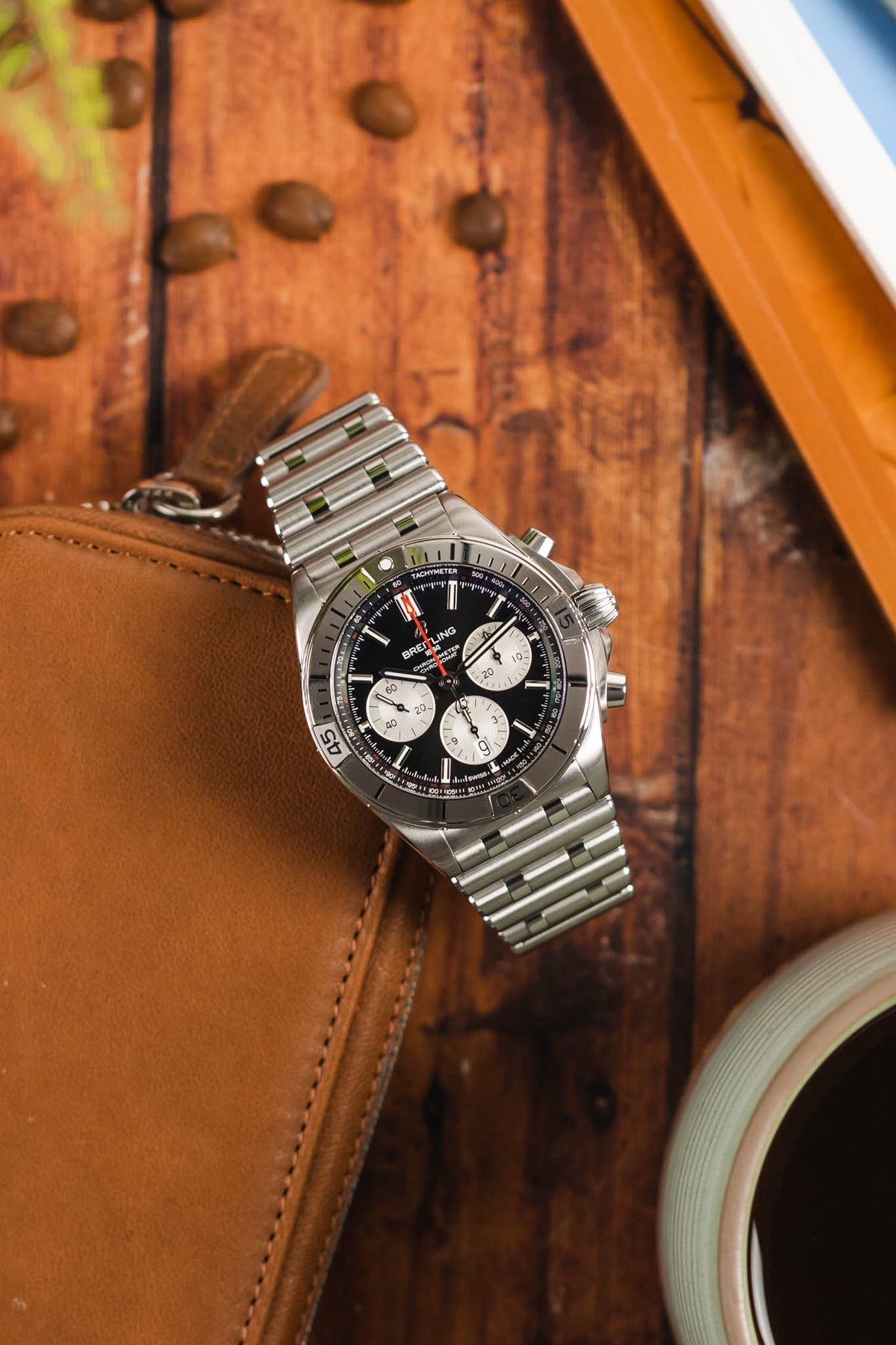  Shop Authentic Breitling Chronomat B01 42mm Black Dial Silver Steel Strap Watch for Men - AB0134101B1A1 - Luxxuri