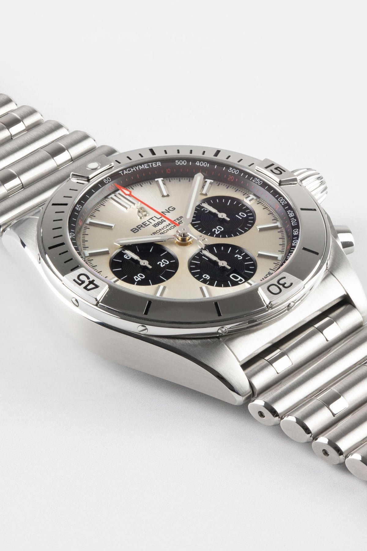  Shop Authentic Breitling Chronomat B01 42mm Silver Dial Silver Steel Strap Watch for Men - AB0134101G1A1 - Luxxuri