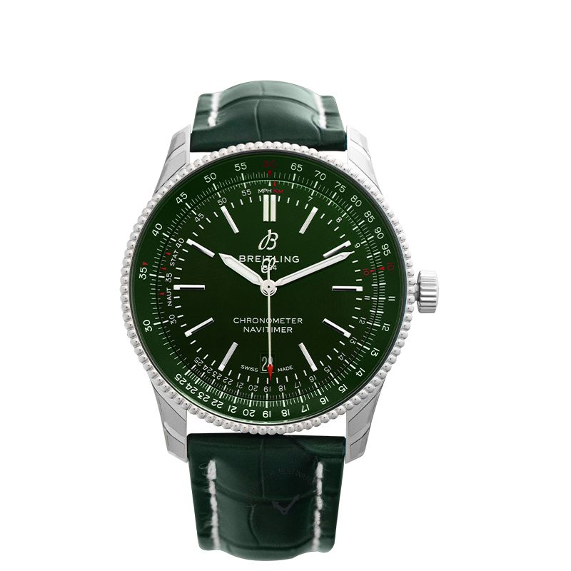  Shop Authentic Breitling Navitimer Automatic 41mm Green Dial Green Leather Strap Watch for Men - A17326361L1P1 - Luxxuri