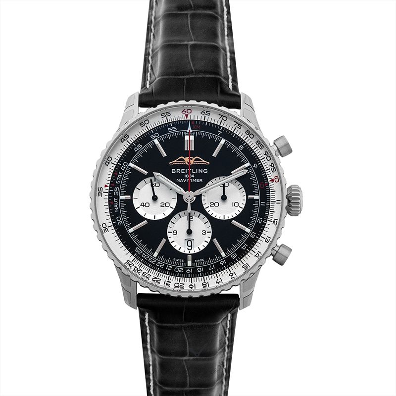  Shop Authentic Breitling Navitimer B01 Chronograph 46 Black Dial Black Leather Strap Watch for Men - AB0137211B1P1 - Luxxuri