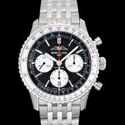  Shop Authentic Breitling Navitimer B01 Chronograph 43 Black Dial Silver Steel Strap Watch for Men - AB0138211B1A1 - Luxxuri
