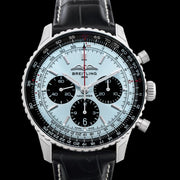  Shop Authentic Breitling Navitimer B01 Chronograph 43 Blue Dial Black Leather Strap Watch for Men - AB0138241C1P1 - Luxxuri