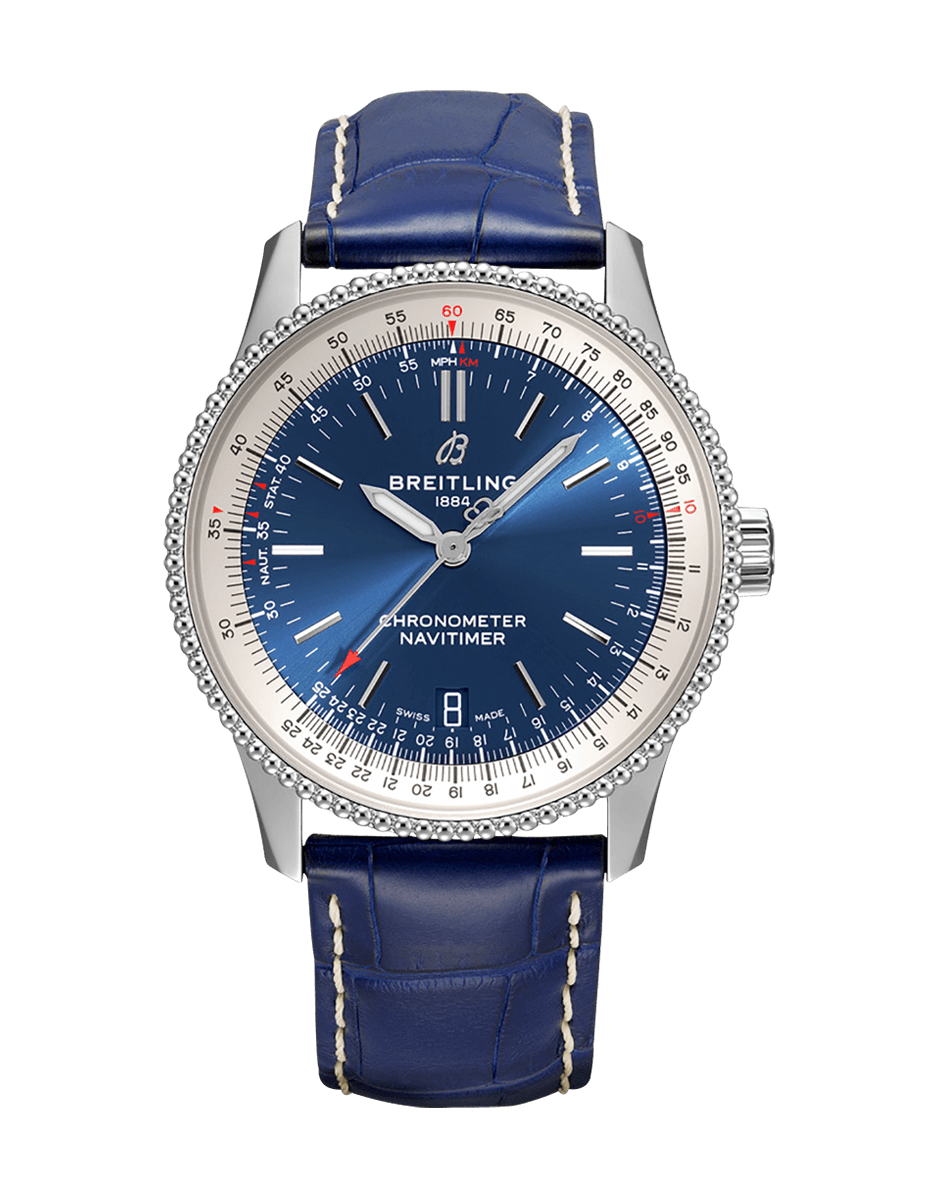  Shop Authentic Breitling Navitimer Automatic 41mm Blue Leather Strap Mens Watch - A17326211C1P3 - Luxxuri