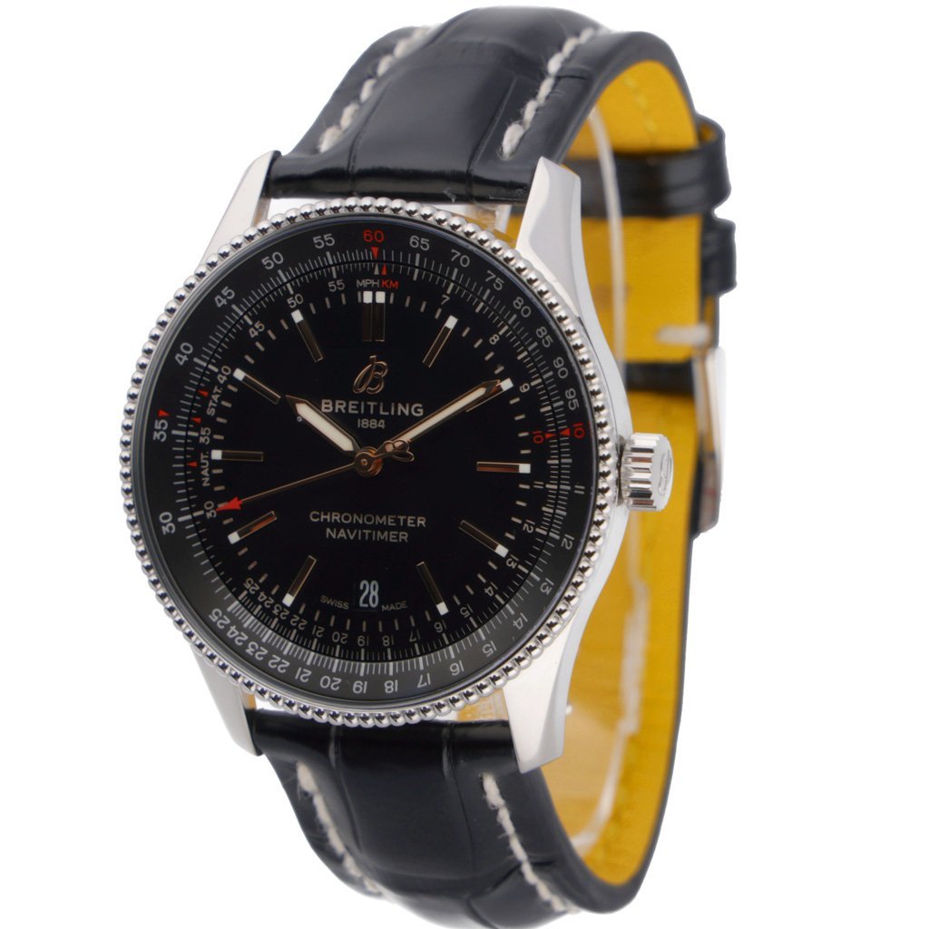  Shop Authentic Breitling Automatic 41mm Black Dial Black Leather Strap Watch for Men - A17326241B1P1 - Luxxuri