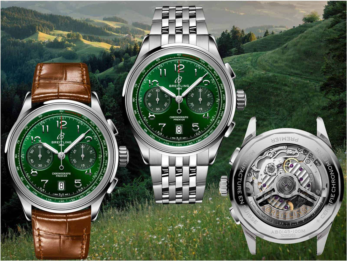  Shop Authentic Breitling Premier B01 Chronograph 42 Green Dial Silver Steel Strap Watch for Men - AB0145371L1A1 - Luxxuri