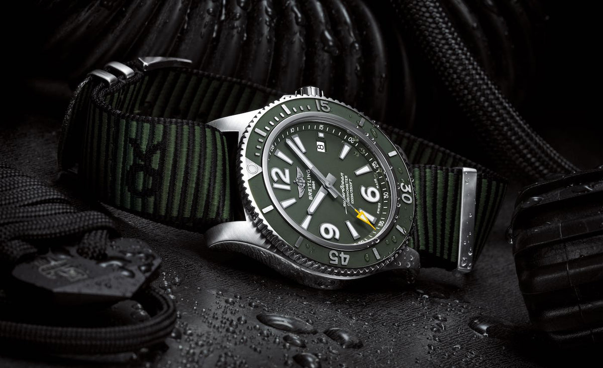  Shop Authentic Breitling Superocean Automatic 44mm Outerknown Green Dial Green Nylon Strap Watch for Men - A17367A11L1W1 - Luxxuri