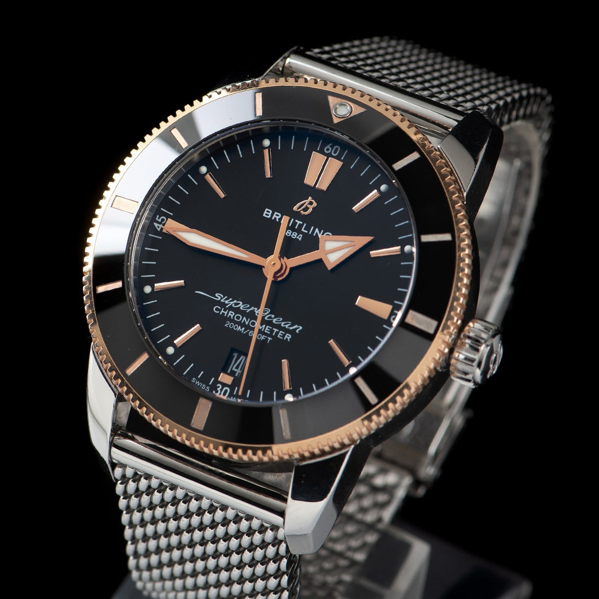  Shop Authentic Breitling Superocean Heritage B20 Automatic 44 Black Dial Silver Mesh Bracelet Watch for Men - UB2030121B1A1 - Luxxuri