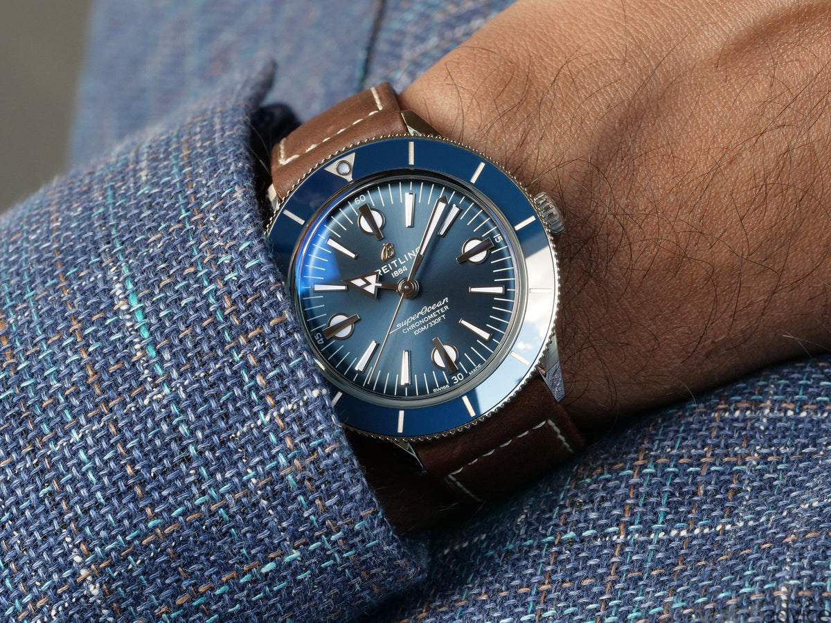  Shop Authentic Breitling Superocean Heritage '57 Blue Dial Brown Leather Strap Watch for Men - A10370161C1X1 - Luxxuri